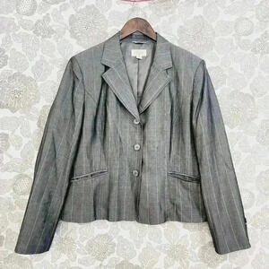 Talbots Womens Mohair/Wool Blend Grey Pinstripe Blazer Jacket Size 16